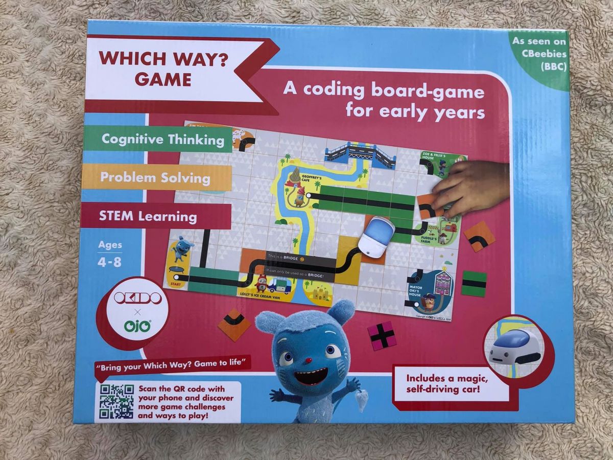 picture of the box of Okido Which Way game